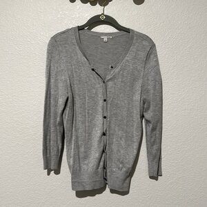 Halogen Gray Button Up 3/4 Sleeve Lightweight Cardigan Size M Women
